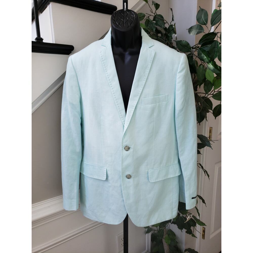 INC International Concepts Blazer Jacket Mens M Teal Single Breasted Regular Fit